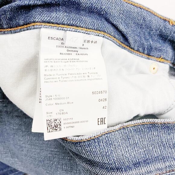 Escada Sport Linda Slim Medium Blue Denim Jeans Flare Leg SZ42 - Picture 5 of 6